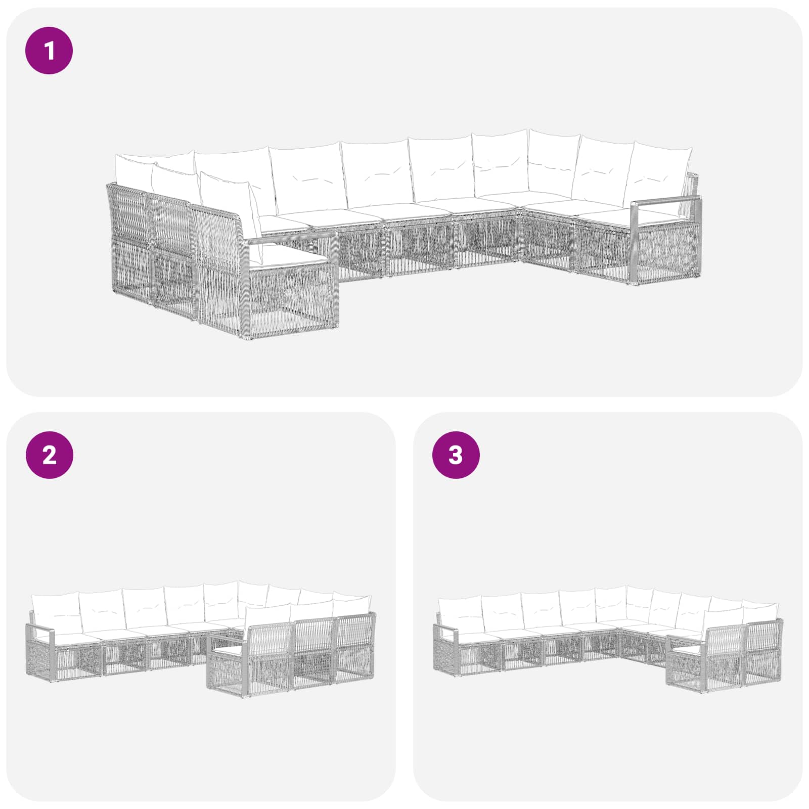 Tuinbankenset 10 pcs Zwart poly rattan