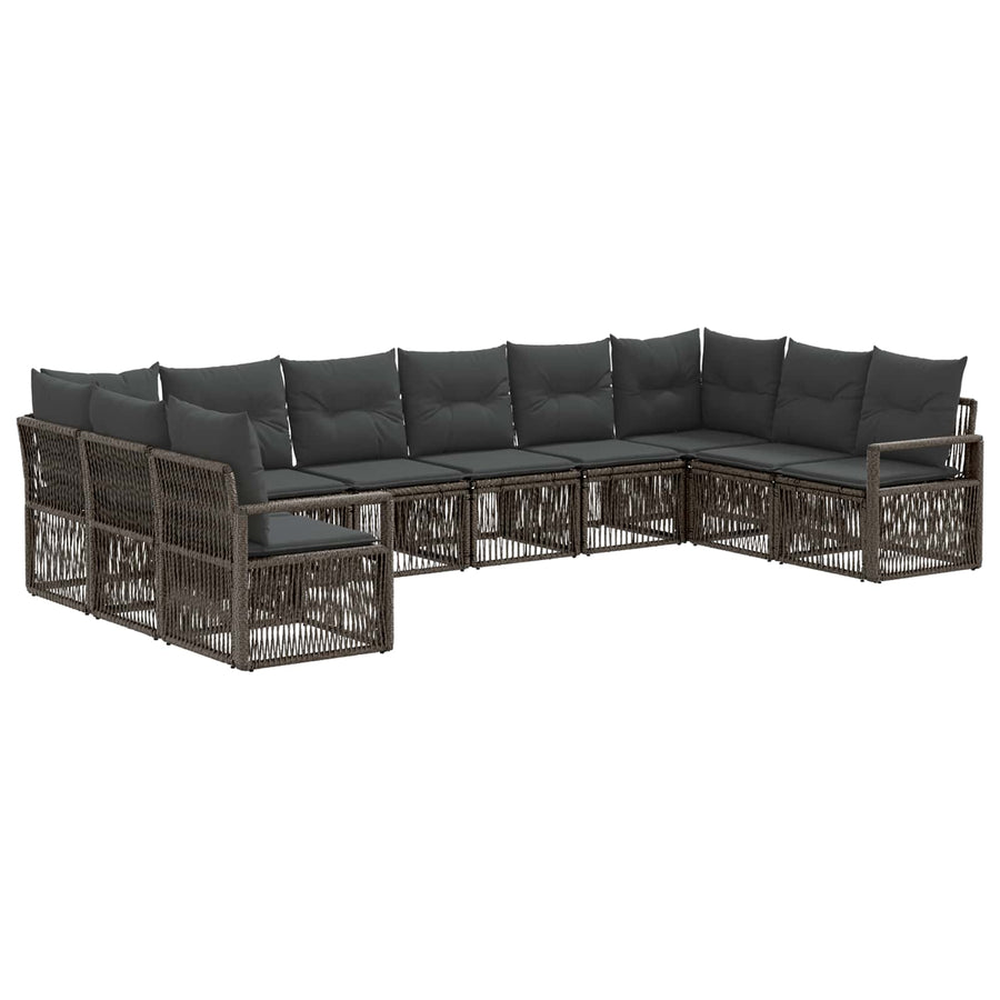 Tuinbankenset 10 pcs Grijs poly rattan