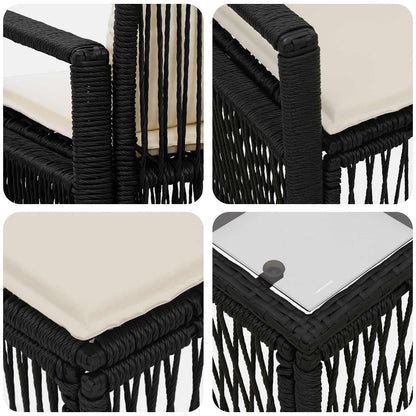Tuinbankenset 11 pcs Zwart poly rattan