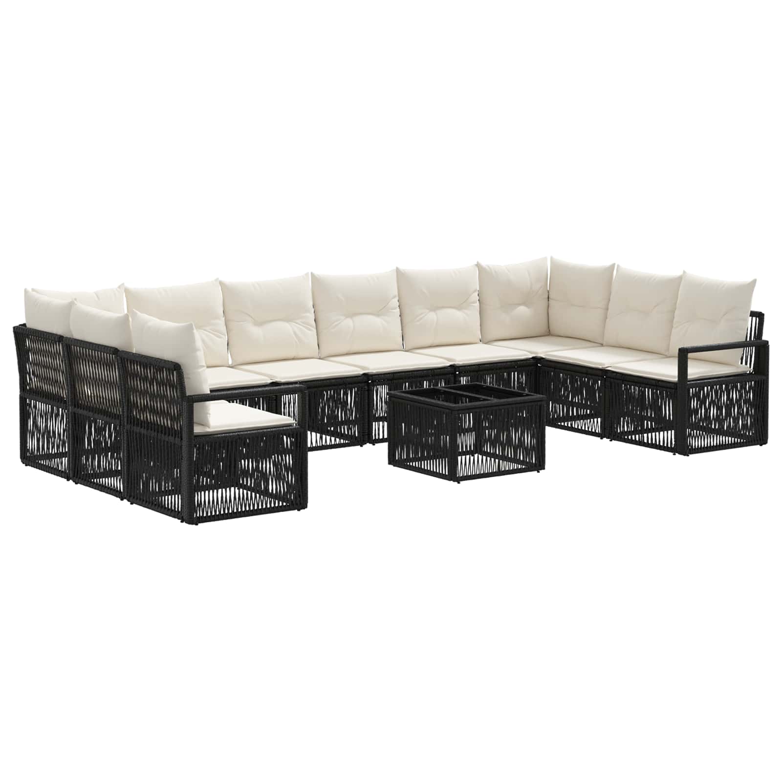 Tuinbankenset 11 pcs Zwart poly rattan