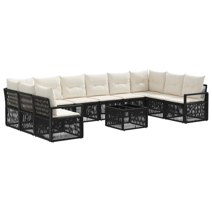Tuinbankenset 11 pcs Zwart poly rattan