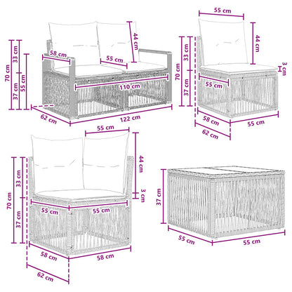 Tuinbankenset 11 pcs Zwart poly rattan