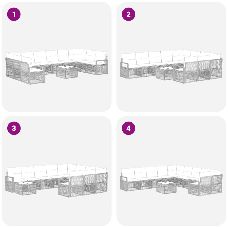 Tuinbankenset 11 pcs Zwart poly rattan