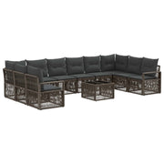 Tuinbankenset poly rattan grijs 11-delig