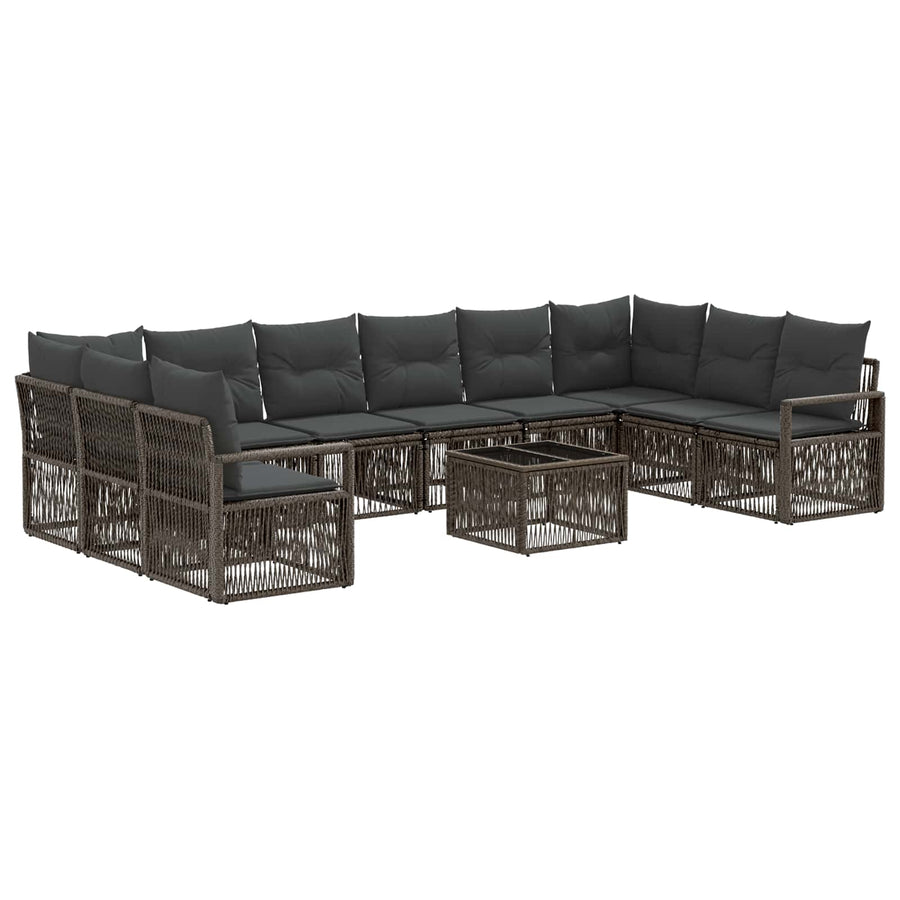 Tuinbankenset 11 pcs Grijs poly rattan