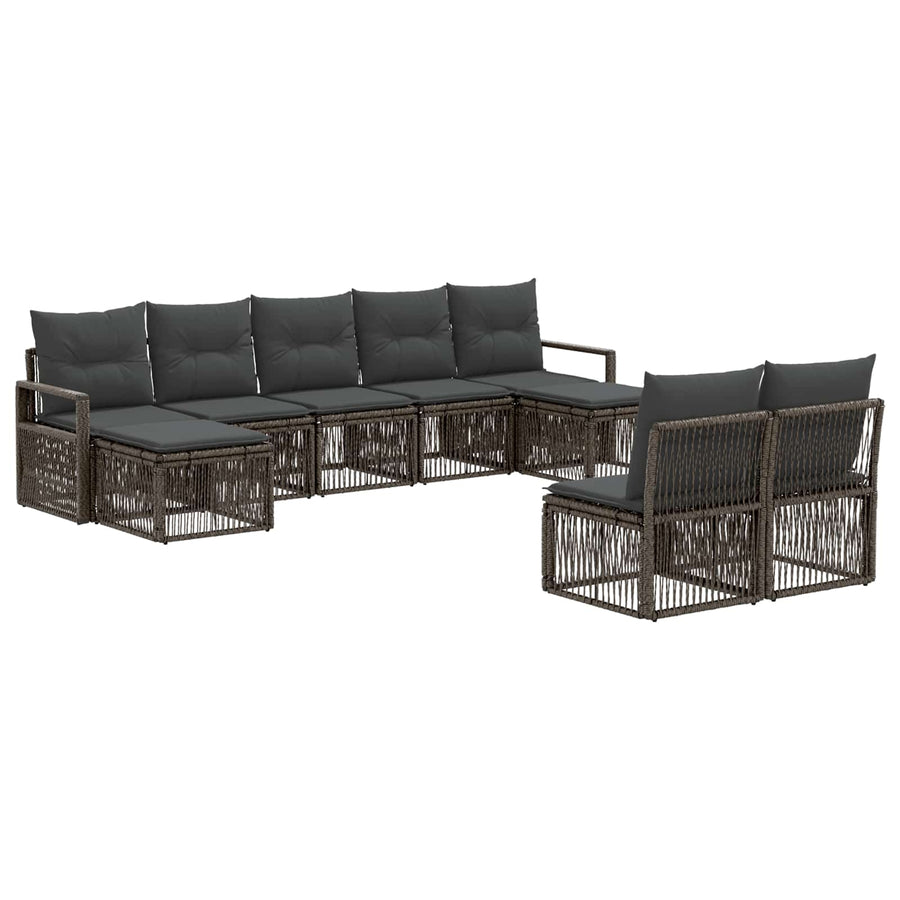 Tuinbankenset 9 pcs Grijs poly rattan