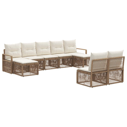 Tuinbankenset 9 pcs Beige poly rattan