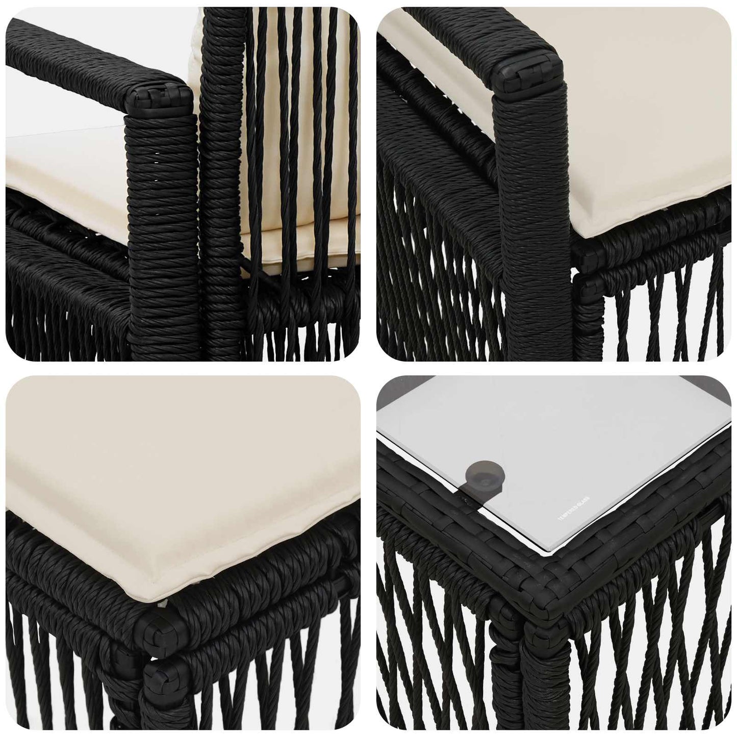 Tuinbankenset 10 pcs Zwart poly rattan