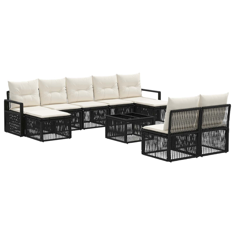 Tuinbankenset 10 pcs Zwart poly rattan