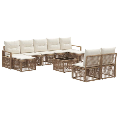Tuinbankenset 10 pcs Beige poly rattan