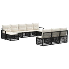 Tuinbankenset poly rattan zwart 10 personen