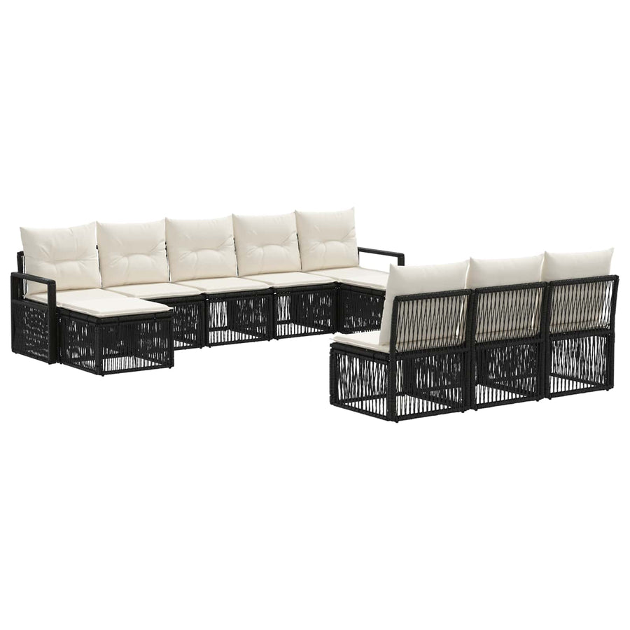 Tuinbankenset 10 pcs Zwart poly rattan