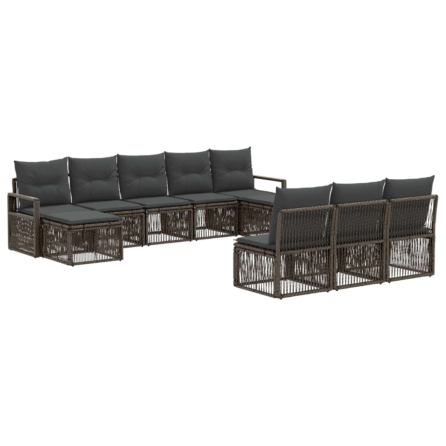 Tuinbankenset 10 pcs Grijs poly rattan