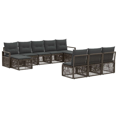 Tuinbankenset 10 pcs Grijs poly rattan