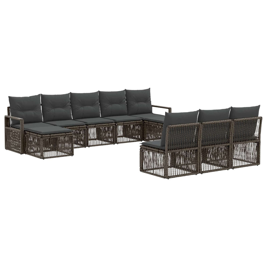 Tuinbankenset 10 pcs Grijs poly rattan