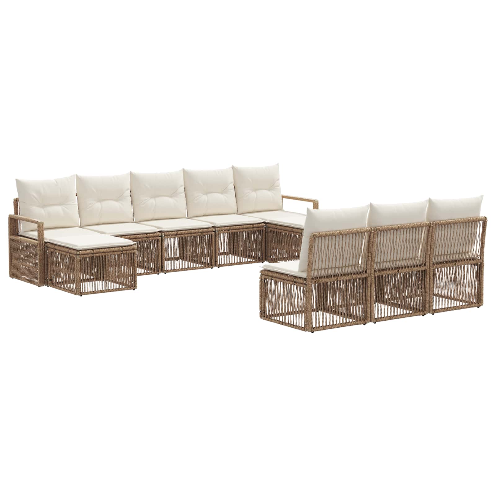 Tuinbankenset 10 pcs Beige poly rattan