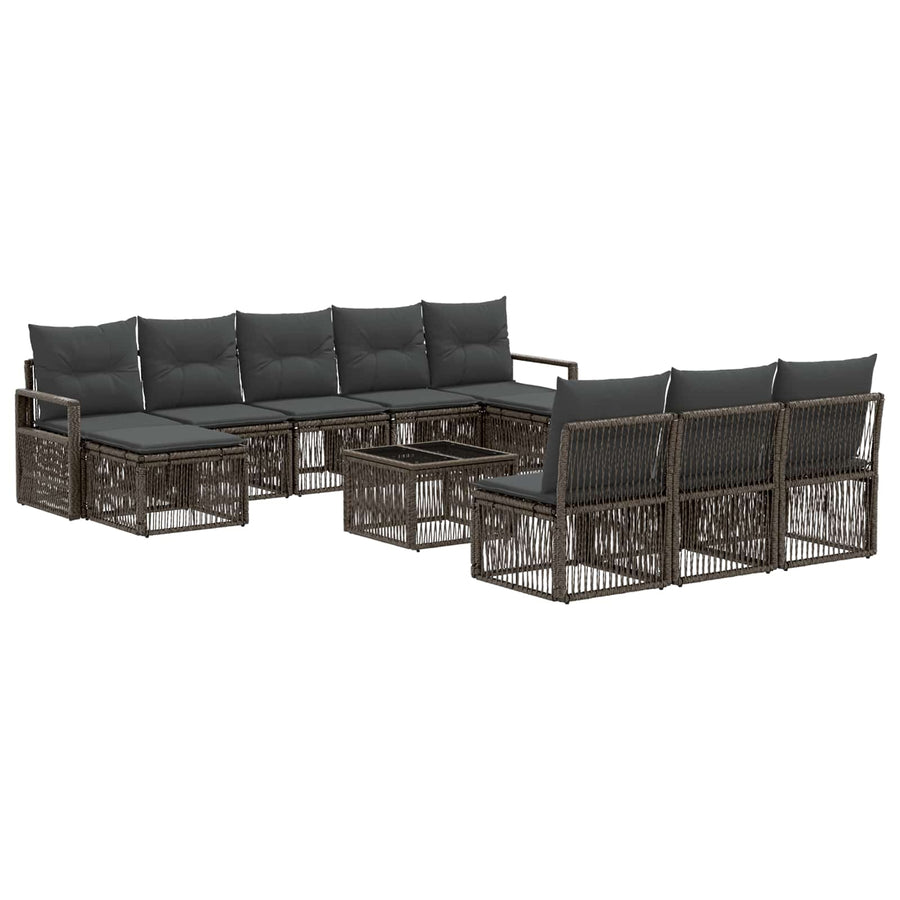 Tuinbankenset 11 pcs Grijs poly rattan