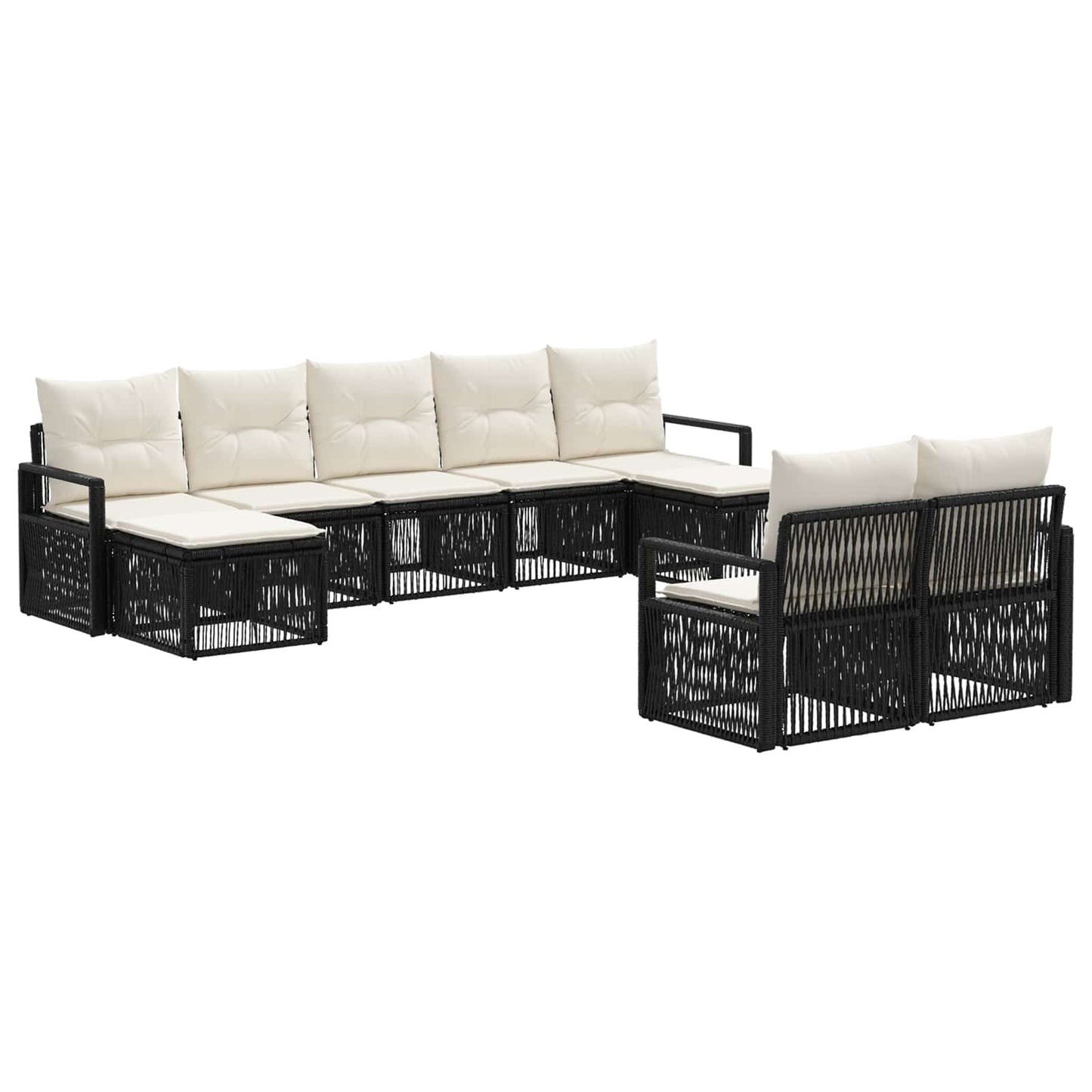 Tuinbankenset 9 pcs Zwart poly rattan