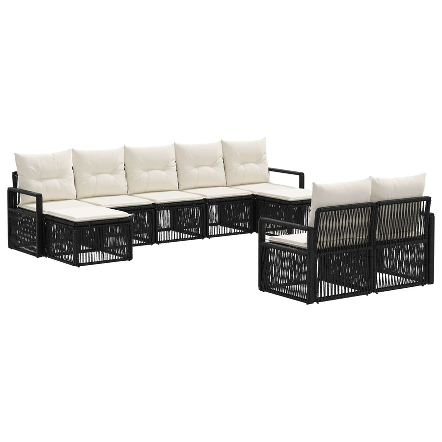 Tuinbankenset 9 pcs Zwart poly rattan
