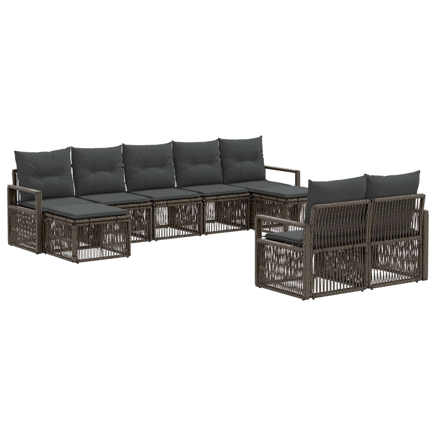 Tuinbankenset 9 pcs Grijs poly rattan