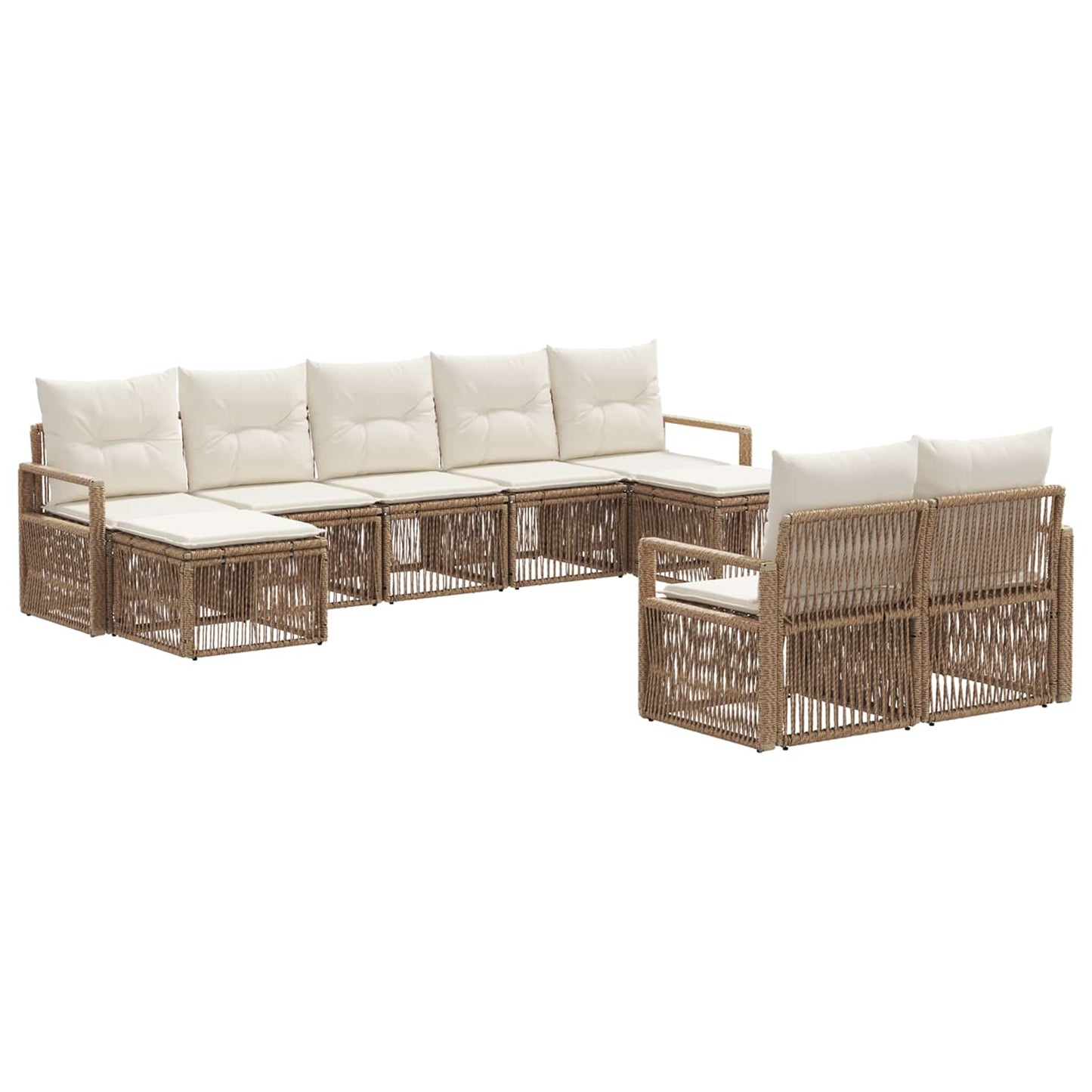Tuinbankenset 9 pcs Beige poly rattan