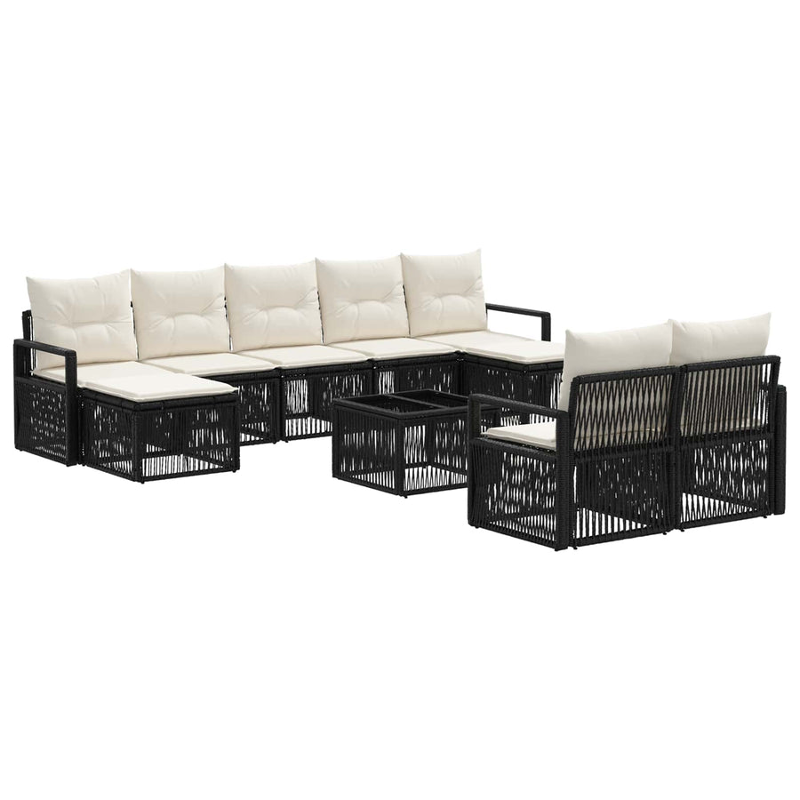 Tuinbankenset 10 pcs Zwart poly rattan