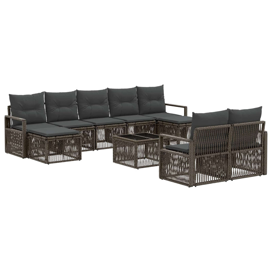 Tuinbankenset 10 pcs Grijs poly rattan