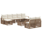 Tuinbankenset poly rattan beige 9 personen