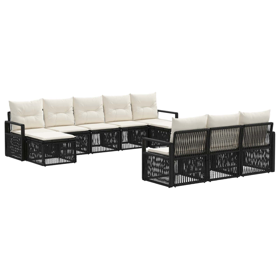 Tuinbankenset 10 pcs Zwart poly rattan