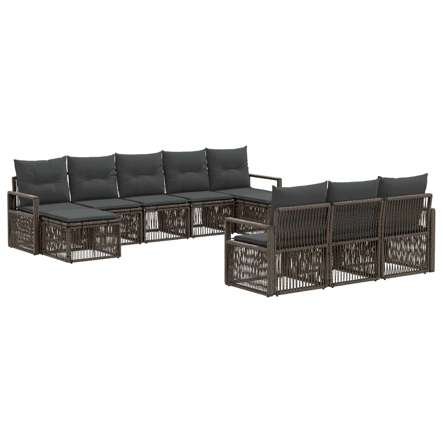 Tuinbankenset 10 pcs Grijs poly rattan