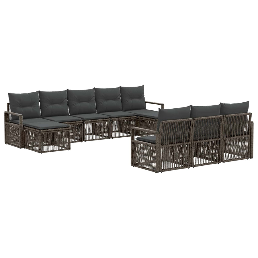 Tuinbankenset 10 pcs Grijs poly rattan