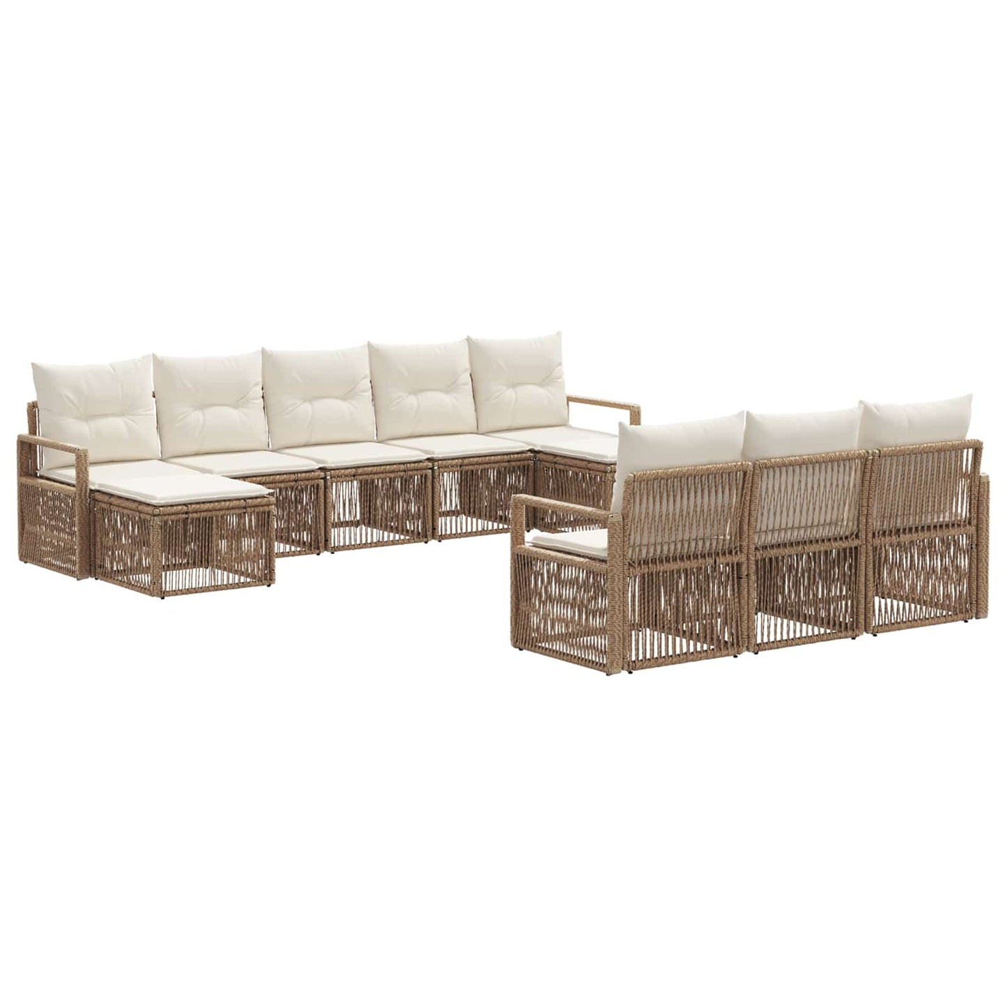 Tuinbankenset 10 pcs Beige poly rattan