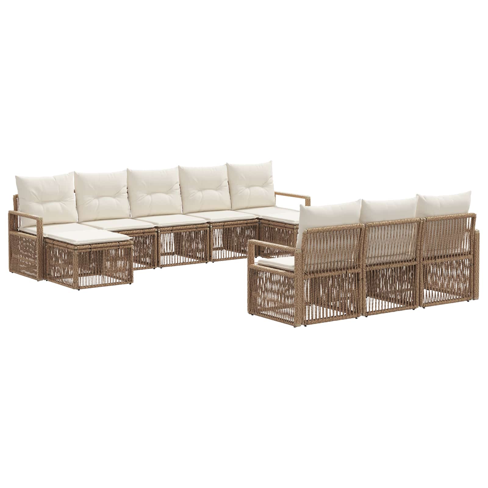 Tuinbankenset 10 pcs Beige poly rattan