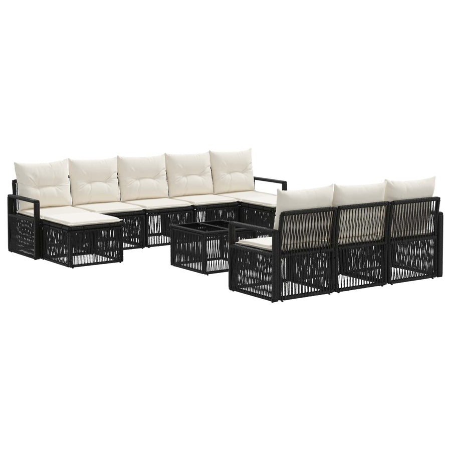 Tuinbankenset 11 pcs Zwart poly rattan