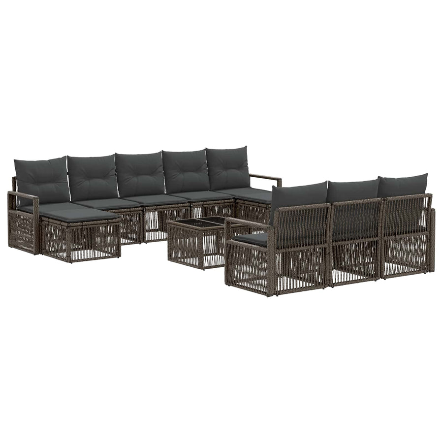 Tuinbankenset 11 pcs Grijs poly rattan