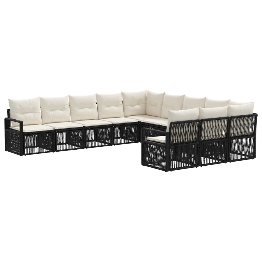 Tuinbankenset 11 pcs Zwart poly rattan
