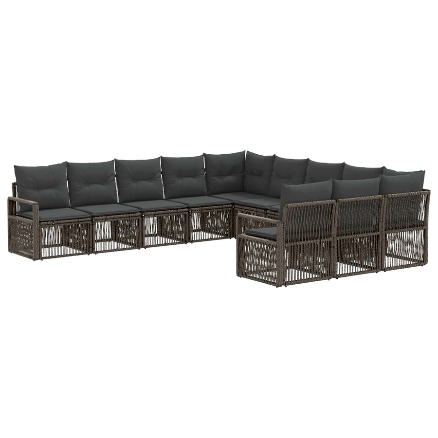 Tuinbankenset 11 pcs Grijs poly rattan