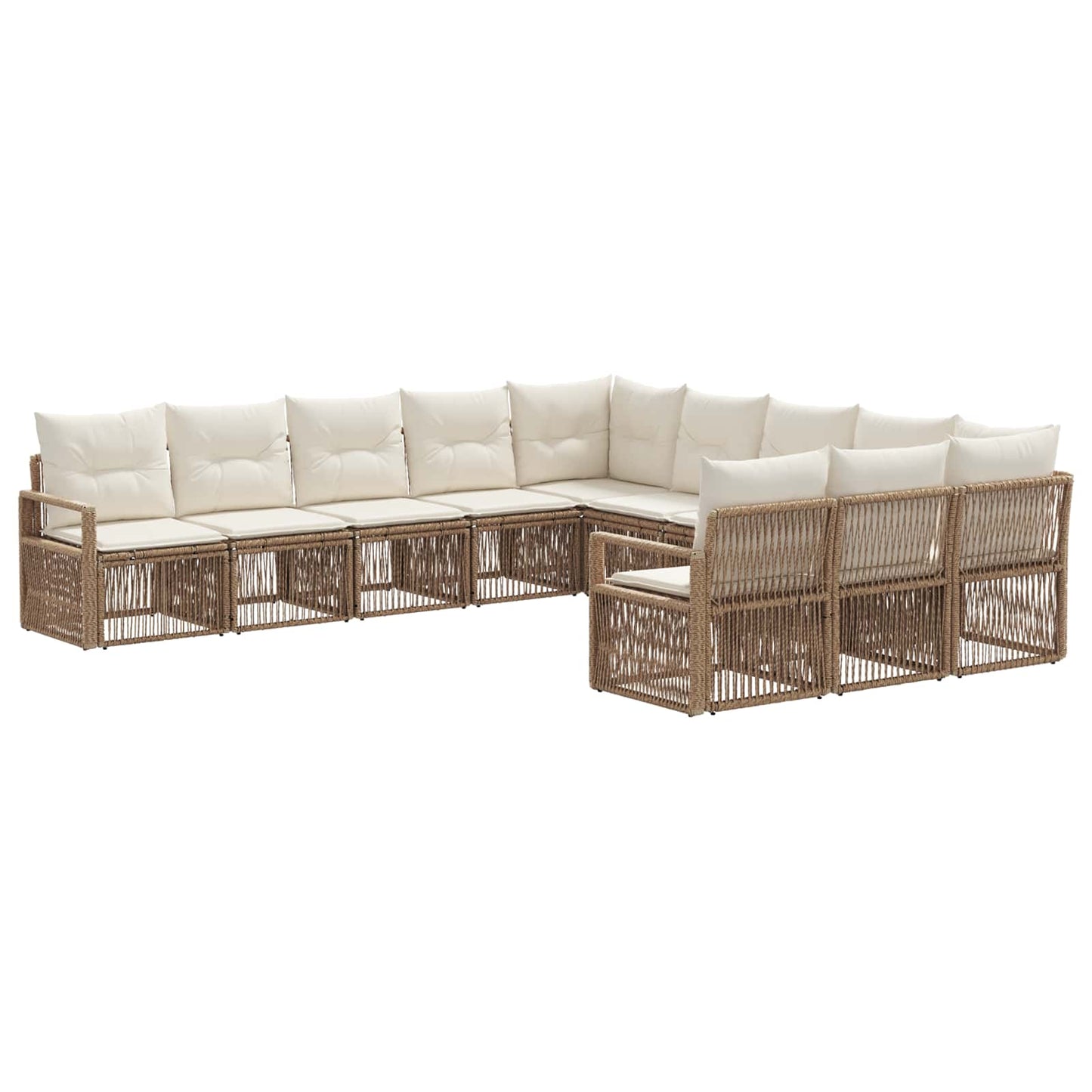 Tuinbankenset 11 pcs Beige poly rattan