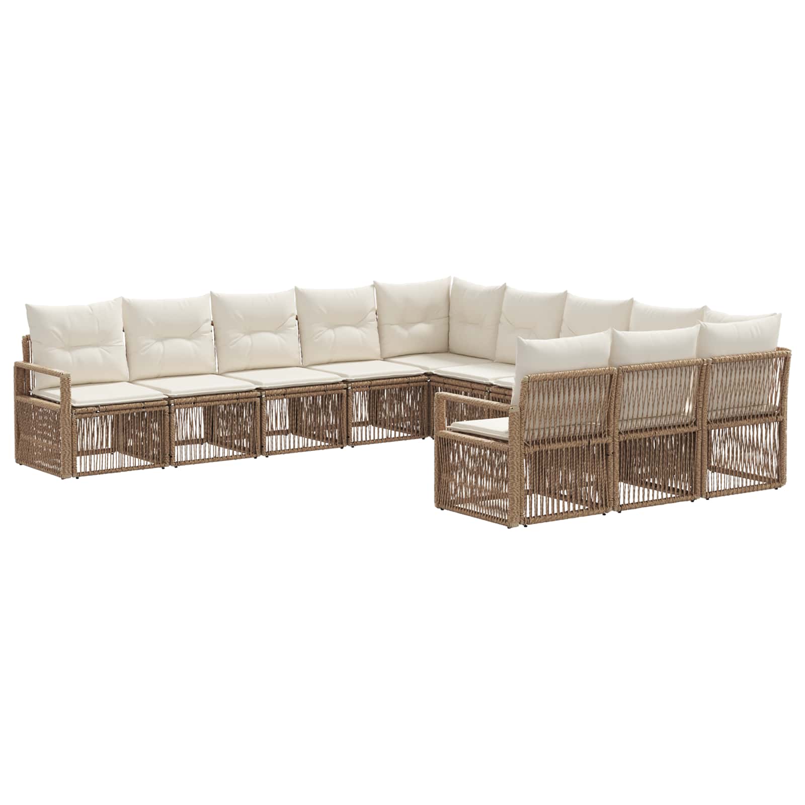 Tuinbankenset 11 pcs Beige poly rattan