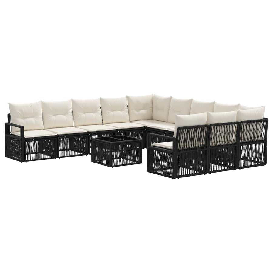 Tuinbankenset 12 pcs Zwart poly rattan