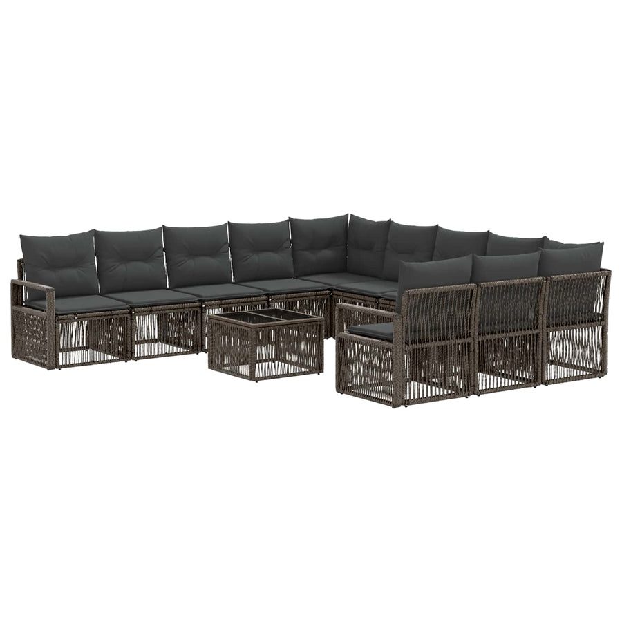 Tuinbankenset 12 pcs Grijs poly rattan