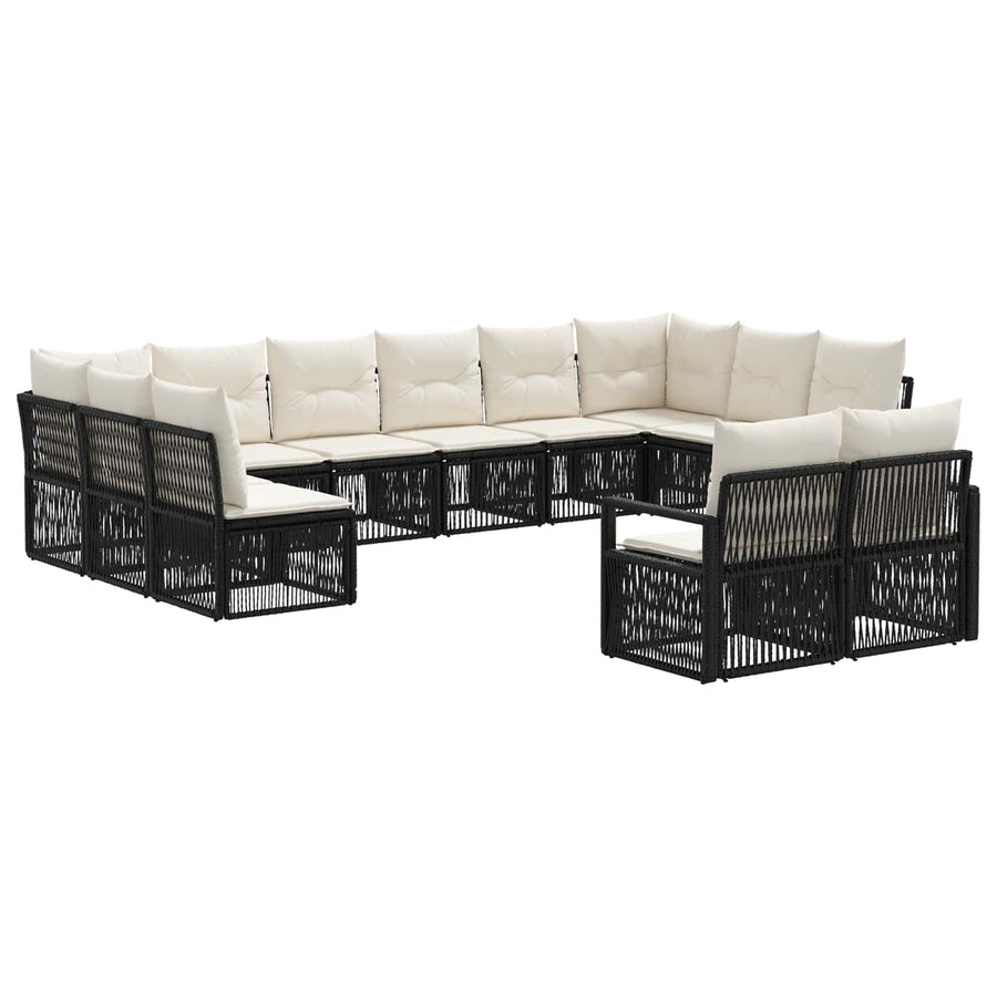 Tuinbankenset 12 pcs Zwart poly rattan