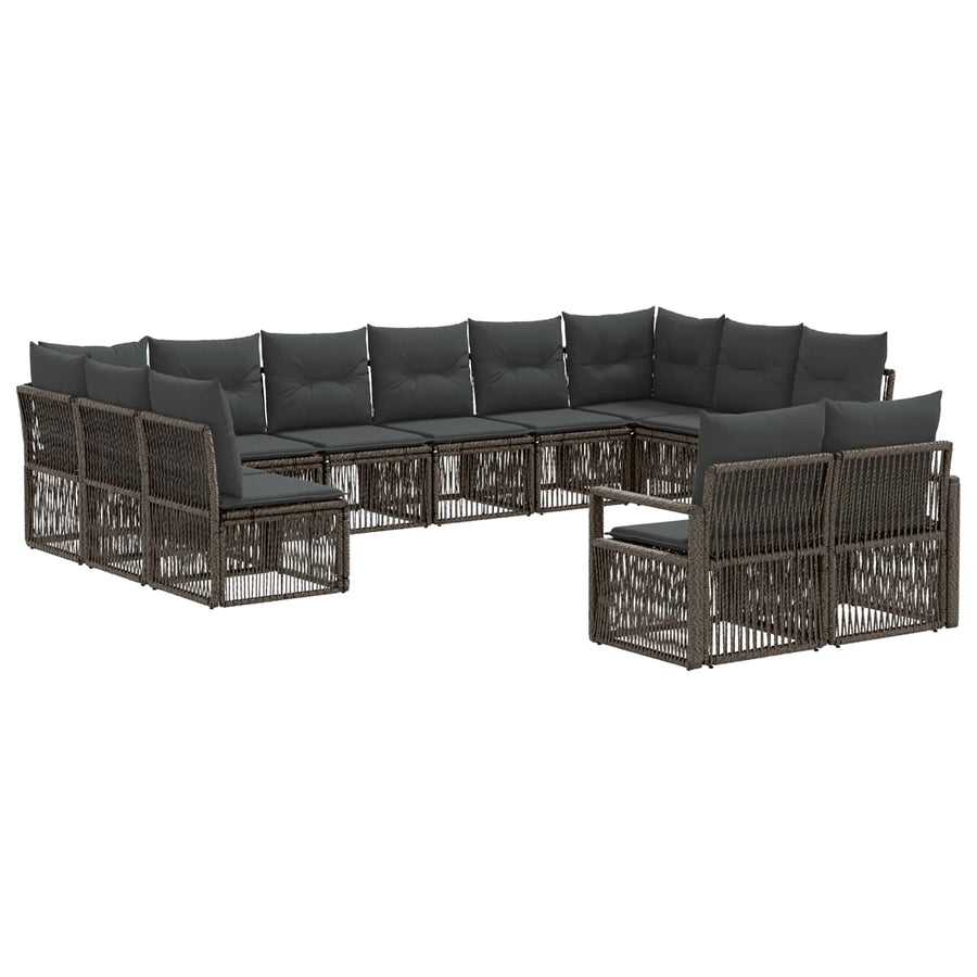 Tuinbankenset 12 pcs Grijs poly rattan