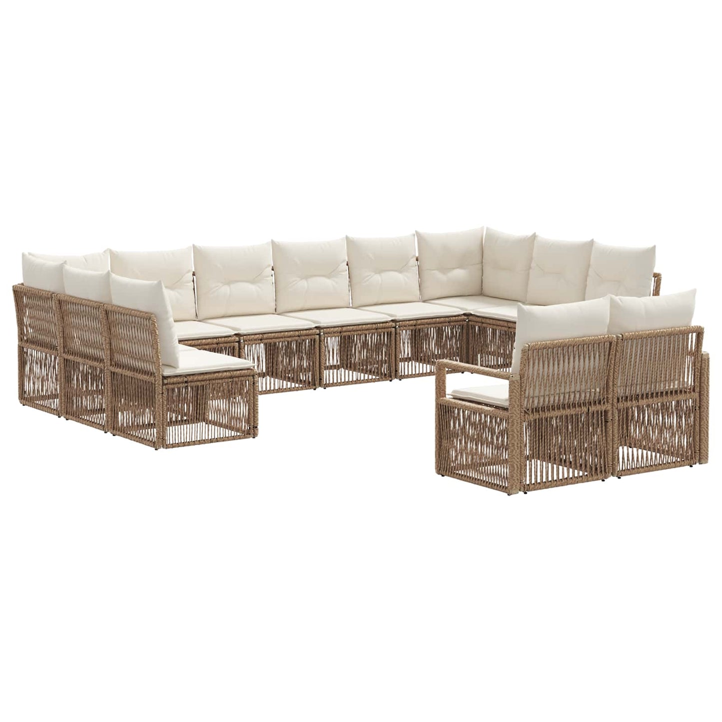 Tuinbankenset 12 pcs Beige poly rattan