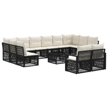 Tuinbankenset 13 pcs Zwart poly rattan