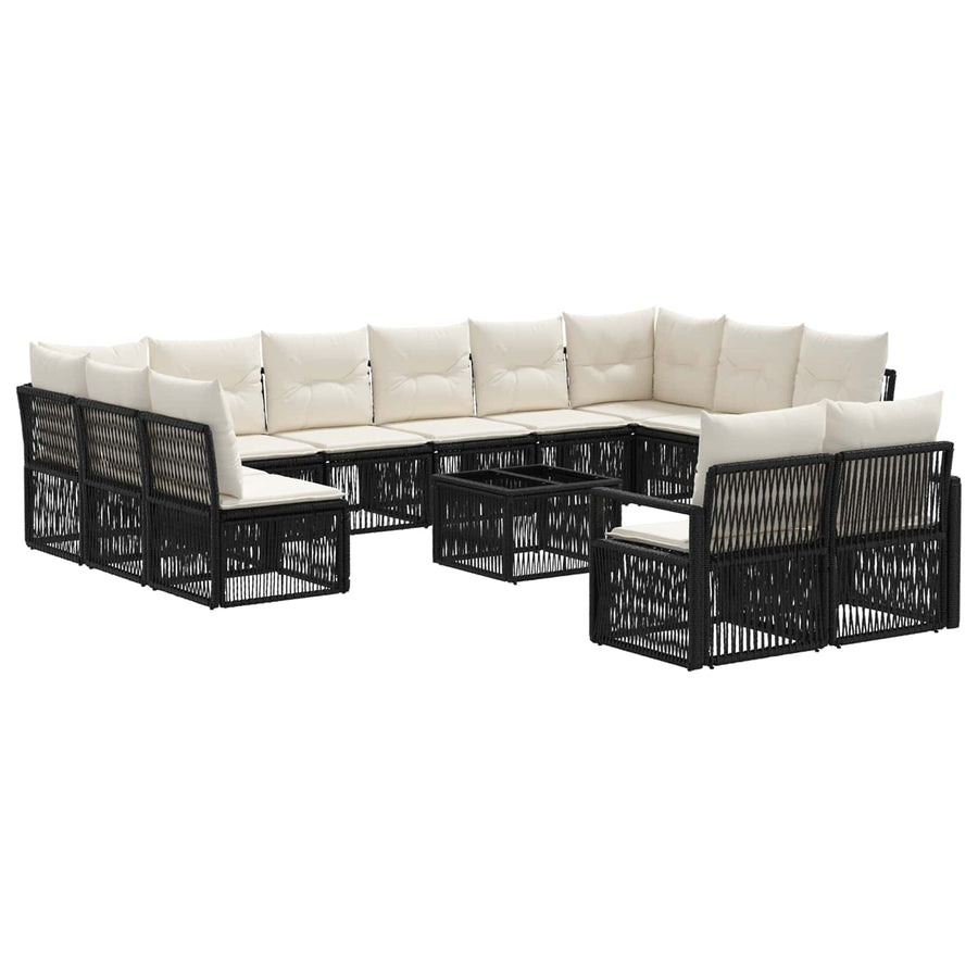 Tuinbankenset 13 pcs Zwart poly rattan