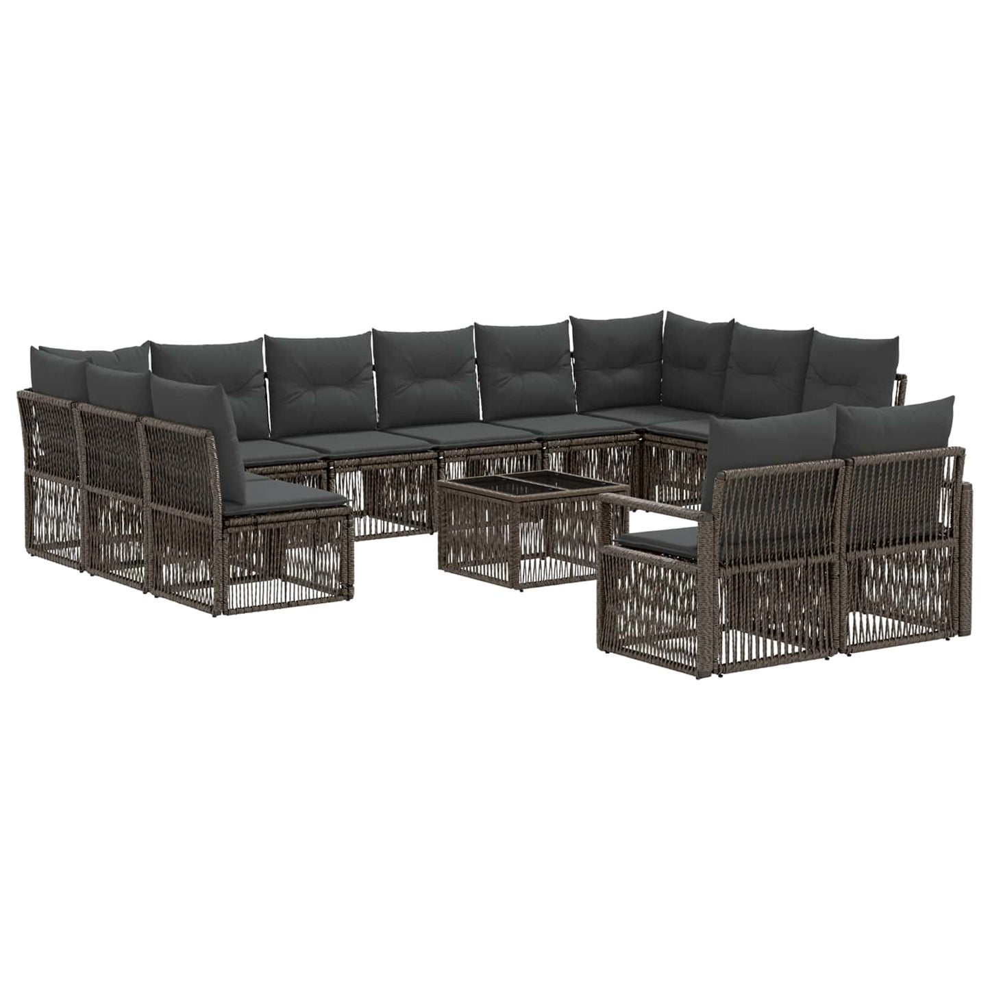 Tuinbankenset 13 pcs Grijs poly rattan