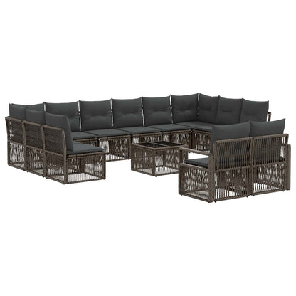 Tuinbankenset 13 pcs Grijs poly rattan