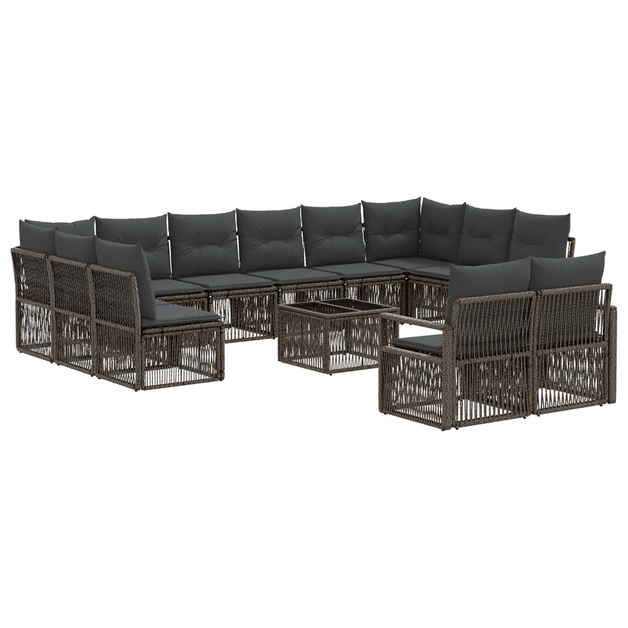 Tuinbankenset 13 pcs Grijs poly rattan