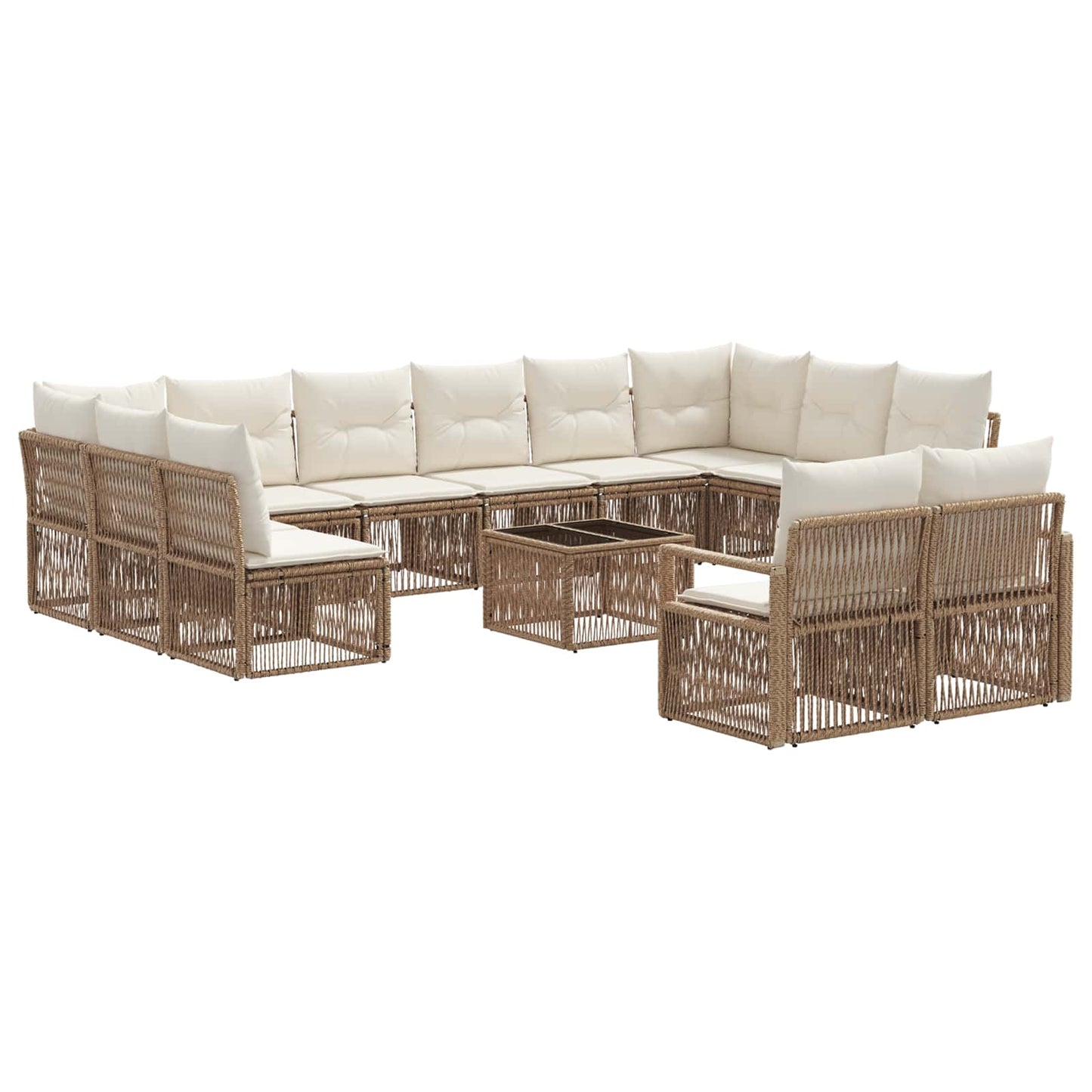 Tuinbankenset 13 pcs Beige poly rattan